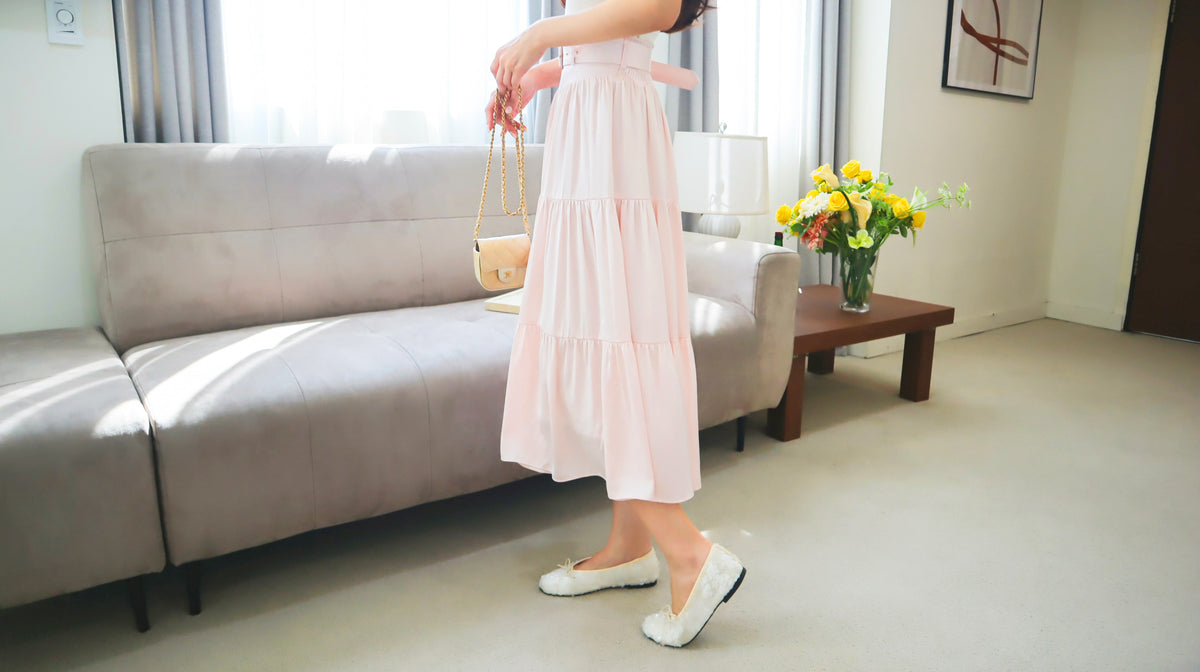 < M A D E > Lacquered Silky Long Skirt