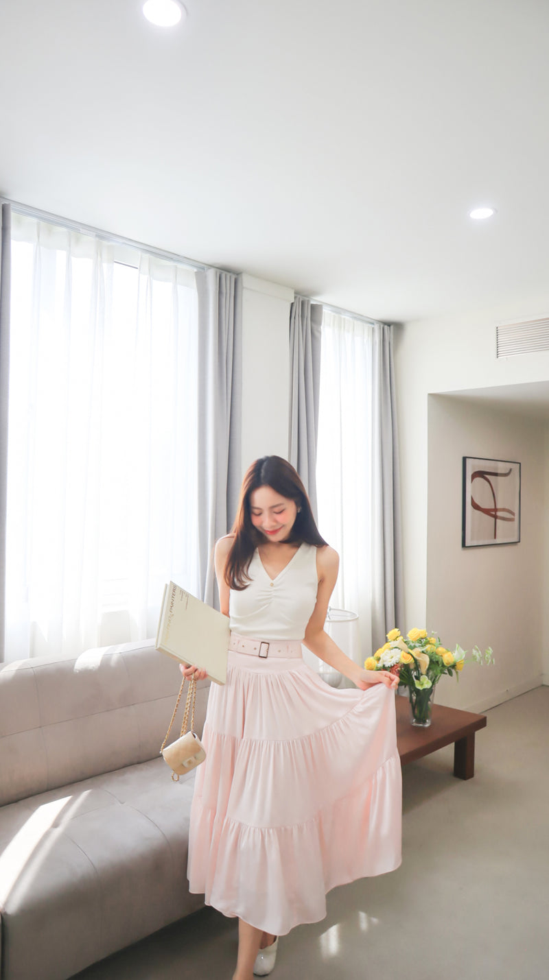 < M A D E > Lacquered Silky Long Skirt