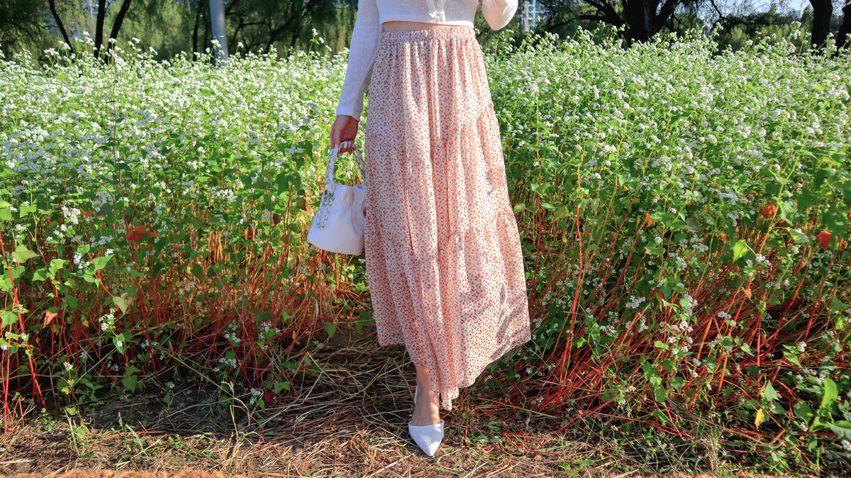 Orange Flowers Layers Skirt