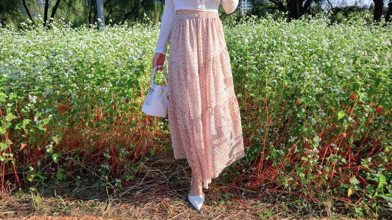 Orange Flowers Layers Skirt