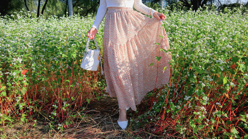 Orange Flowers Layers Skirt