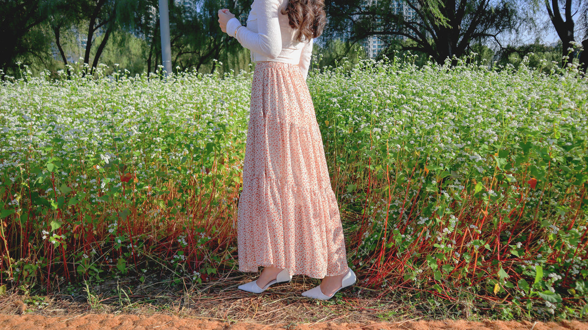 Orange Flowers Layers Skirt