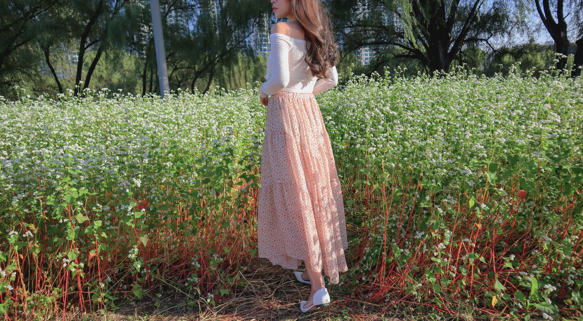 Orange Flowers Layers Skirt