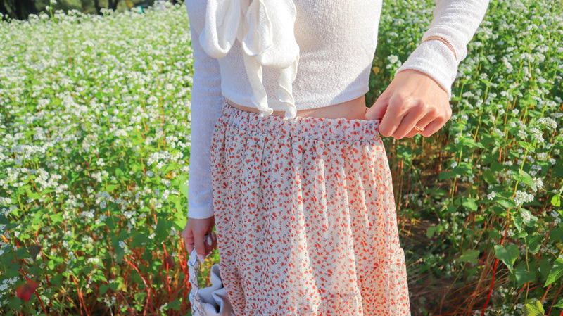 Orange Flowers Layers Skirt