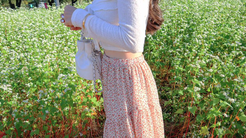 Orange Flowers Layers Skirt