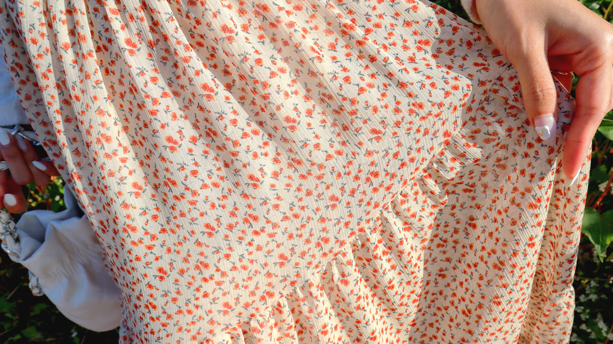 Orange Flowers Layers Skirt