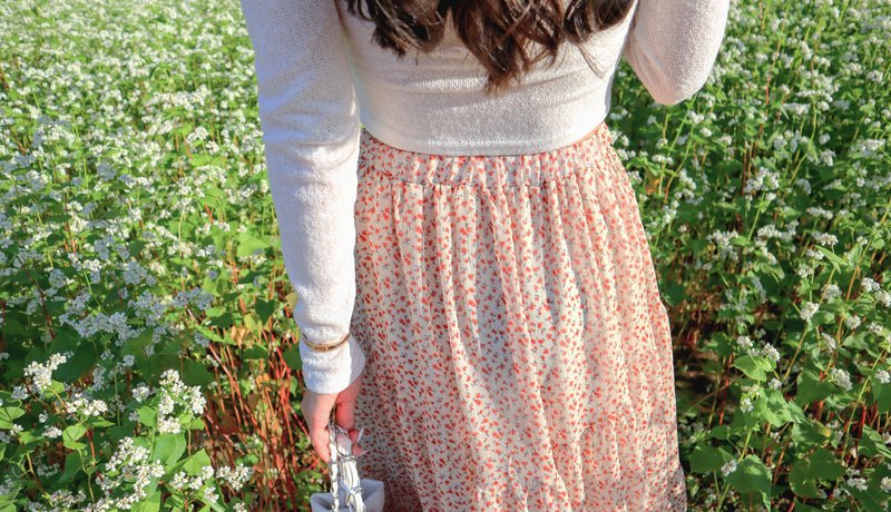 Orange Flowers Layers Skirt