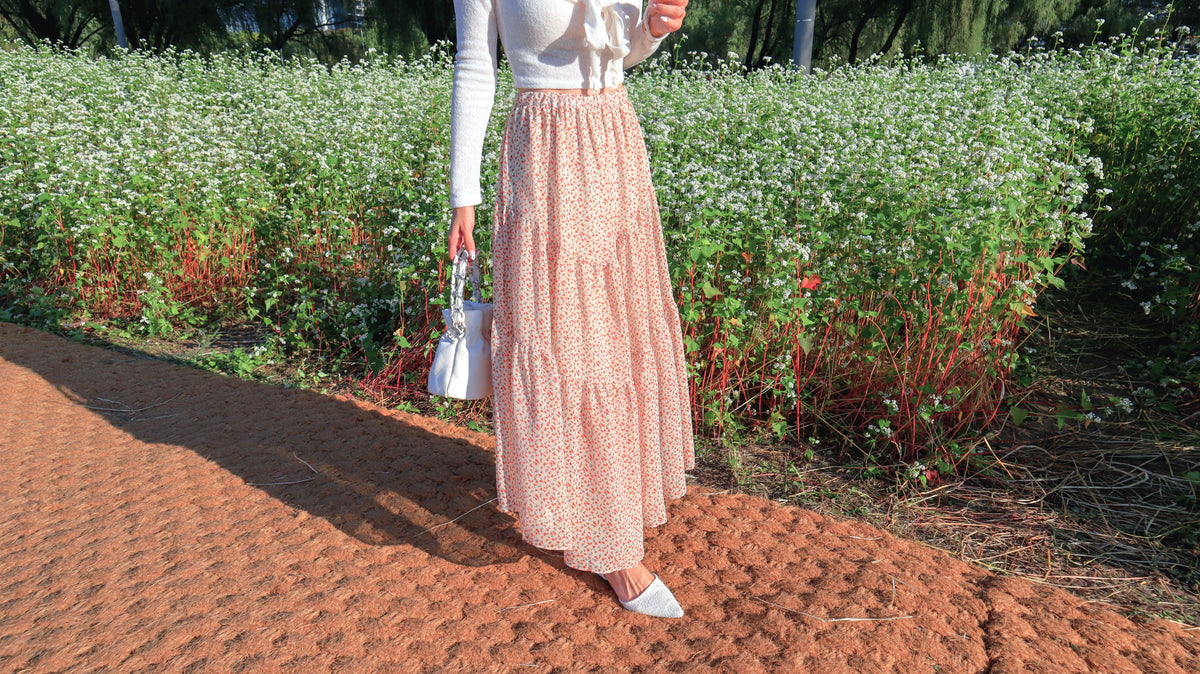 Orange Flowers Layers Skirt