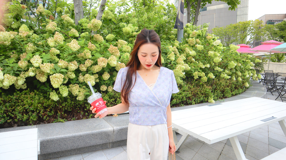 < M A D E > Lace Petal Crossover Blouse