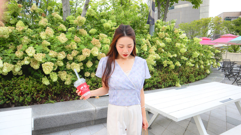 < M A D E > Lace Petal Crossover Blouse
