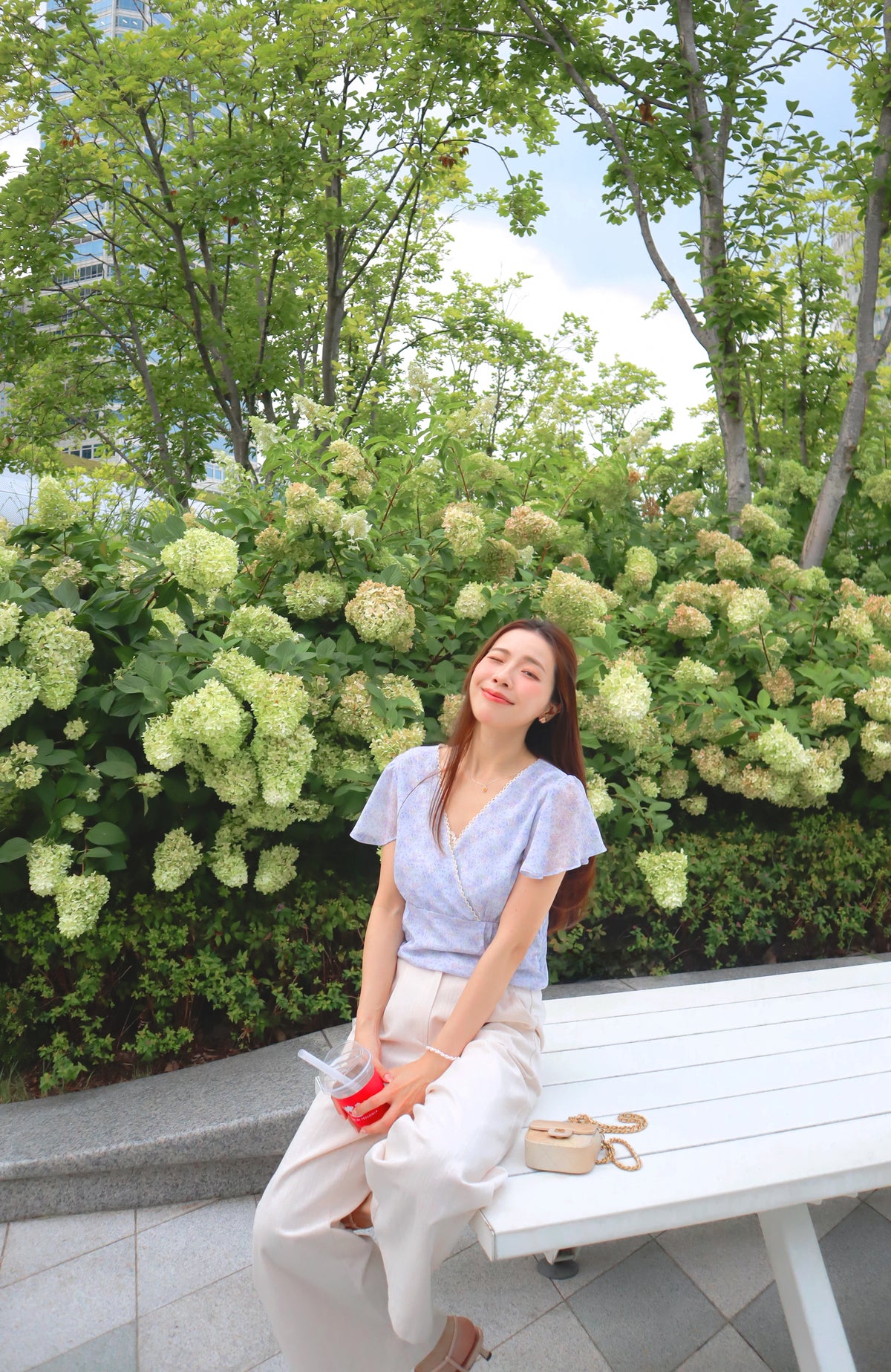 < M A D E > Lace Petal Crossover Blouse