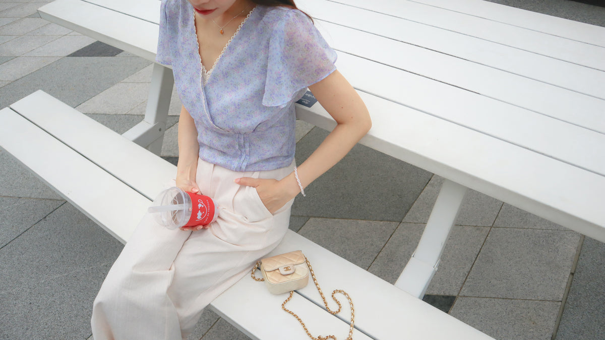 < M A D E > Lace Petal Crossover Blouse