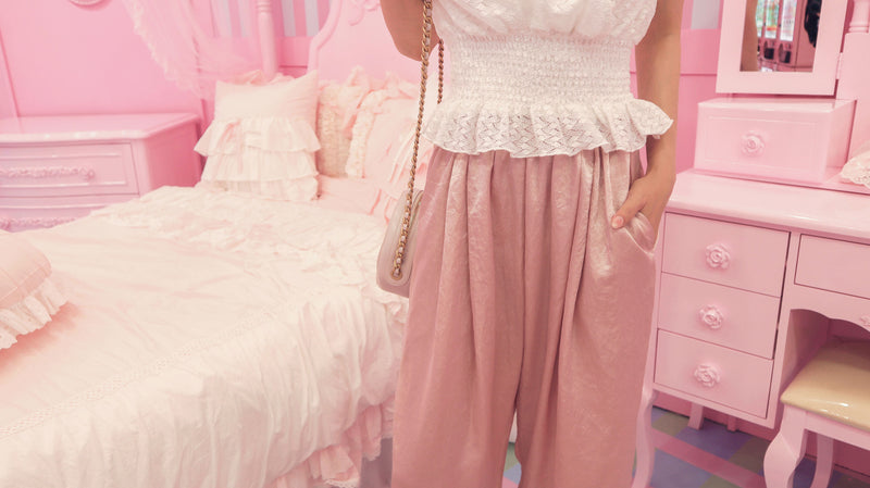 Just Weekday Pink Satin Slacks