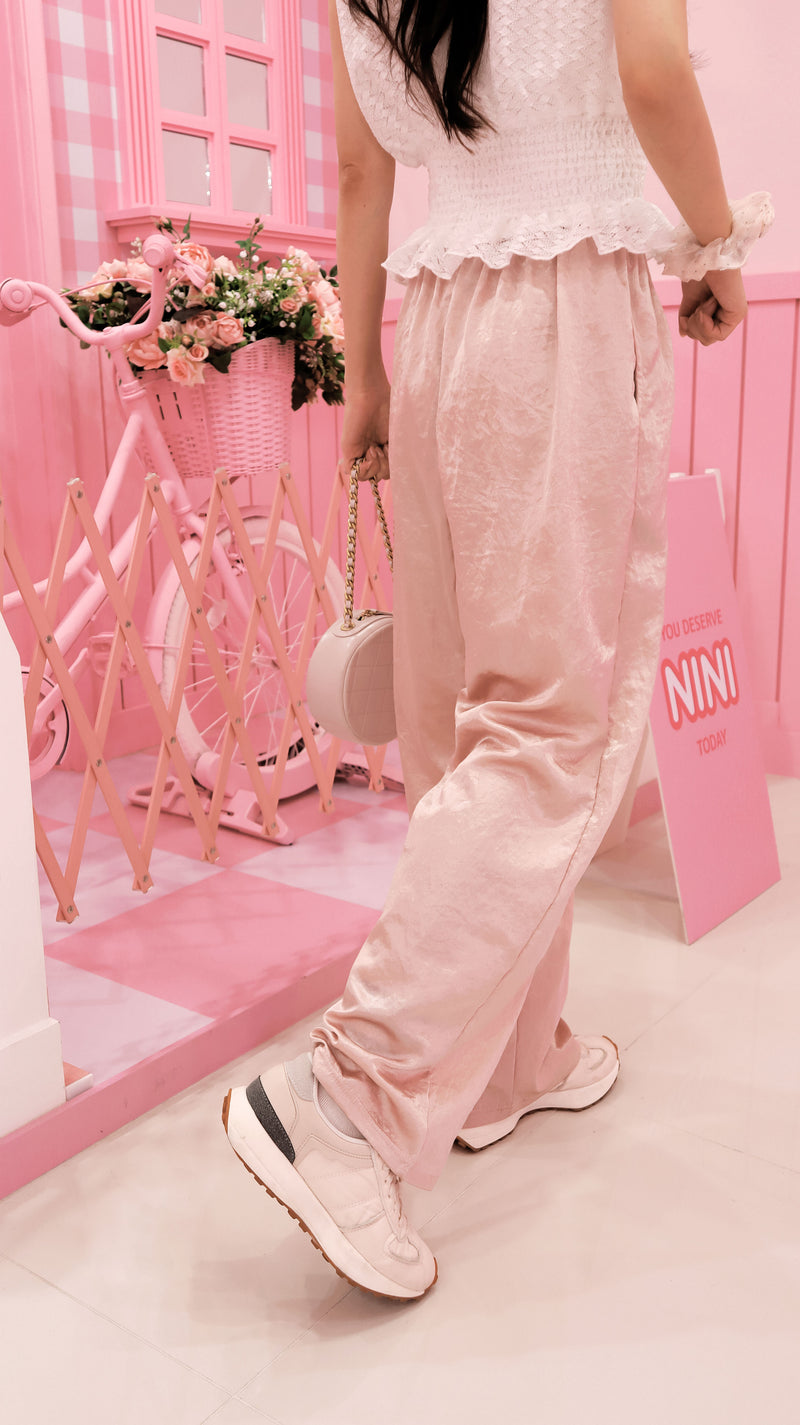Just Weekday Pink Satin Slacks