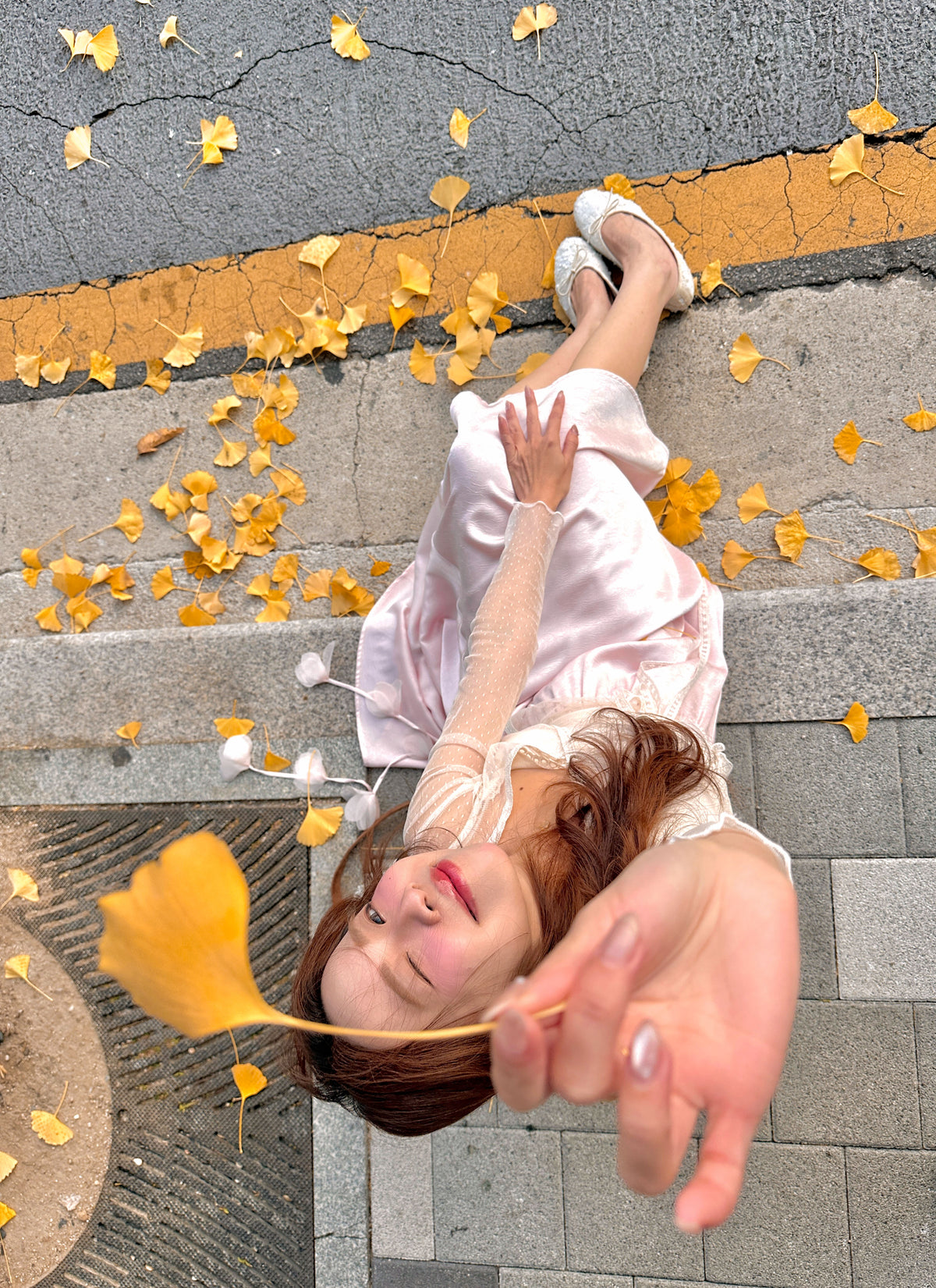 < M A D E > Petals Rain Satin Skirt