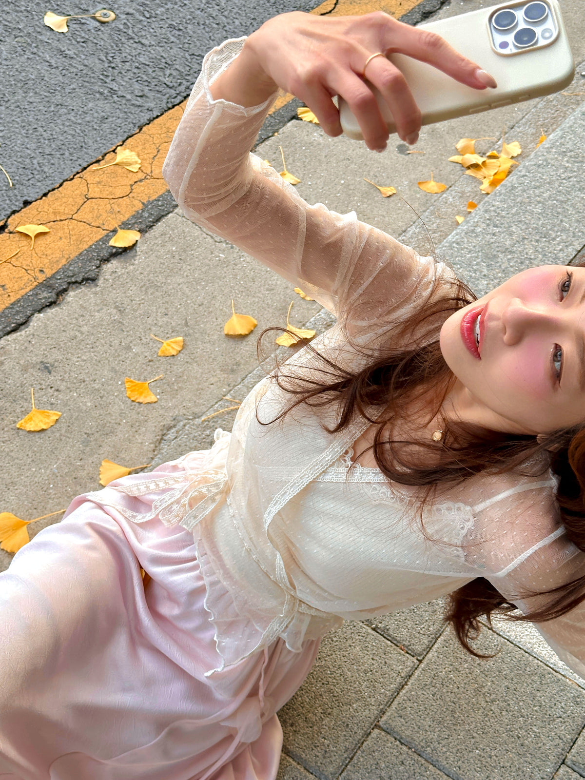 < M A D E > Petals Rain Satin Skirt