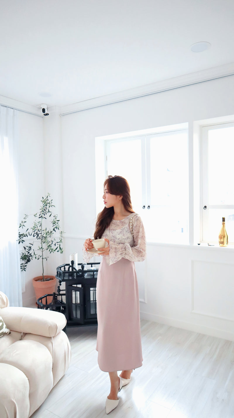 < M A D E > Lavender Drizzle Chiffon Blouse