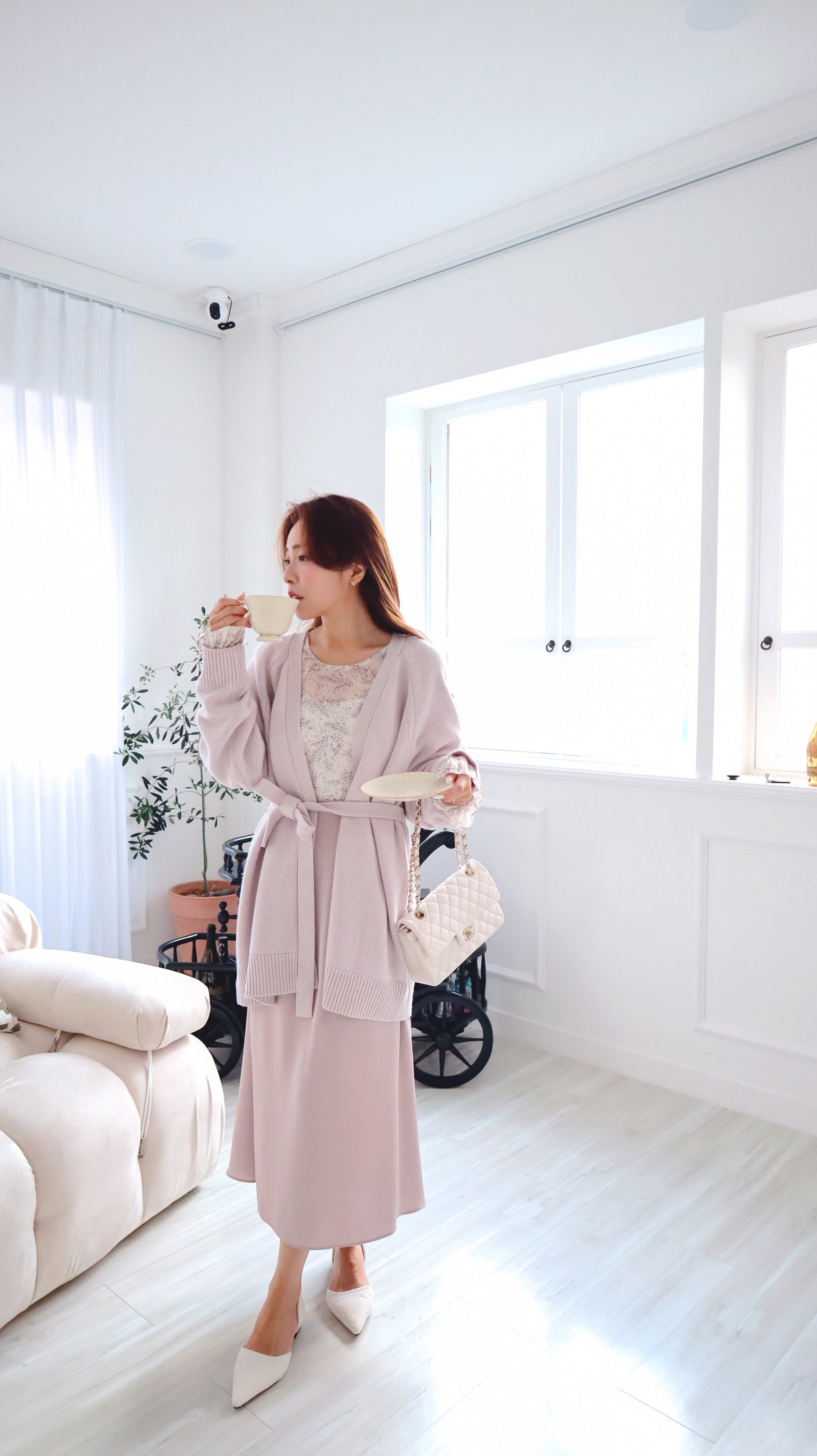 < M A D E > Lavender Drizzle Chiffon Blouse