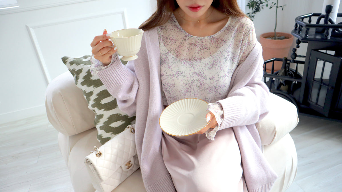 < M A D E > Lavender Drizzle Chiffon Blouse