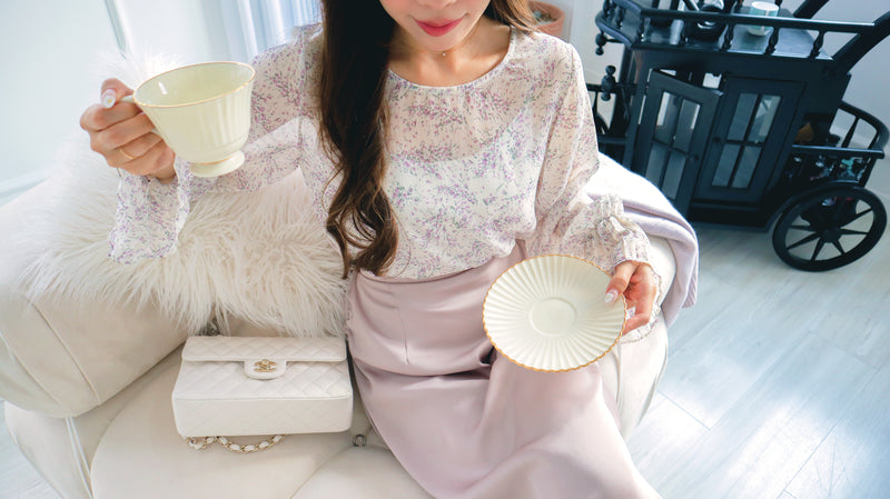 < M A D E > Lavender Drizzle Chiffon Blouse