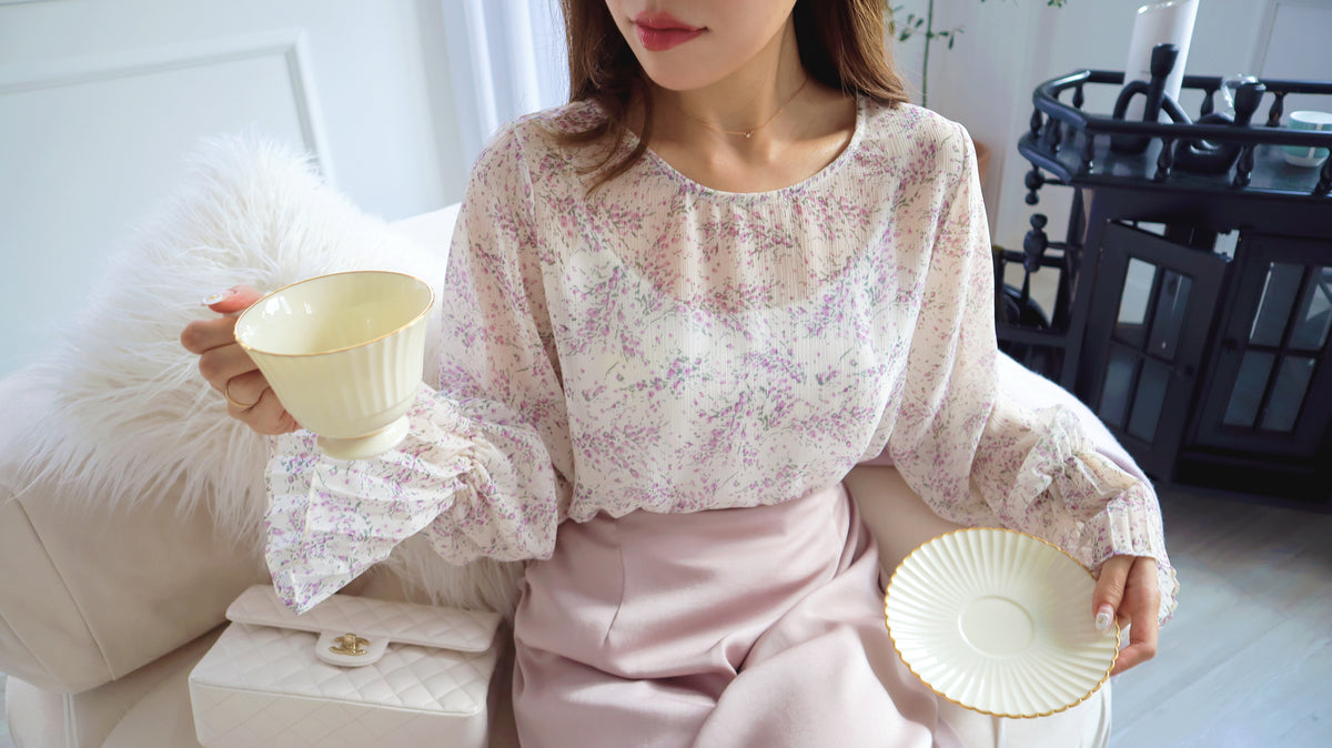 < M A D E > Lavender Drizzle Chiffon Blouse