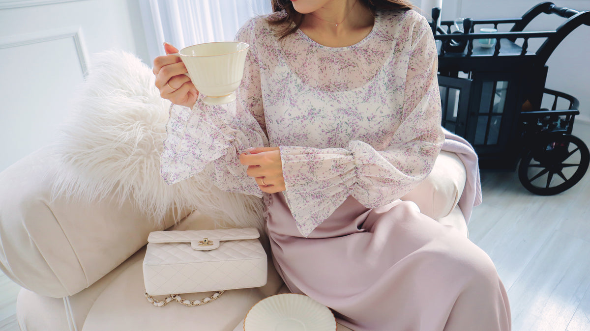 < M A D E > Lavender Drizzle Chiffon Blouse