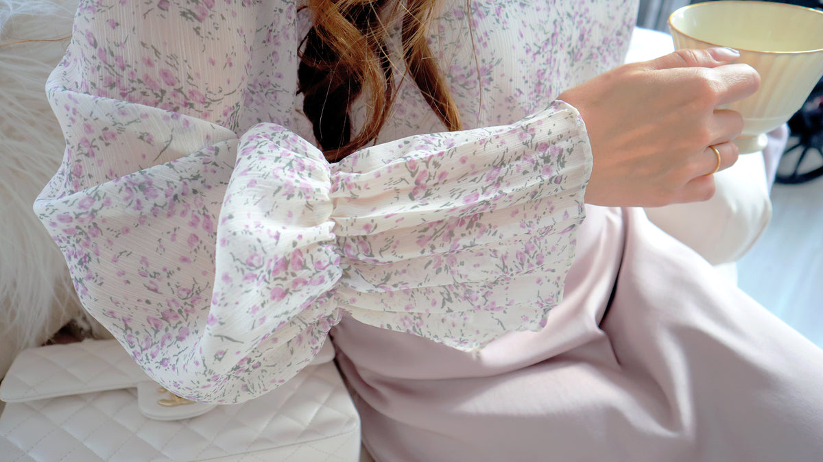 < M A D E > Lavender Drizzle Chiffon Blouse