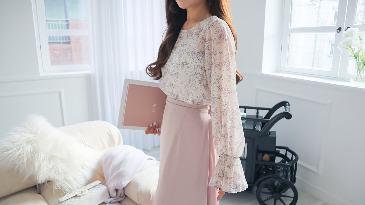 < M A D E > Lavender Drizzle Chiffon Blouse