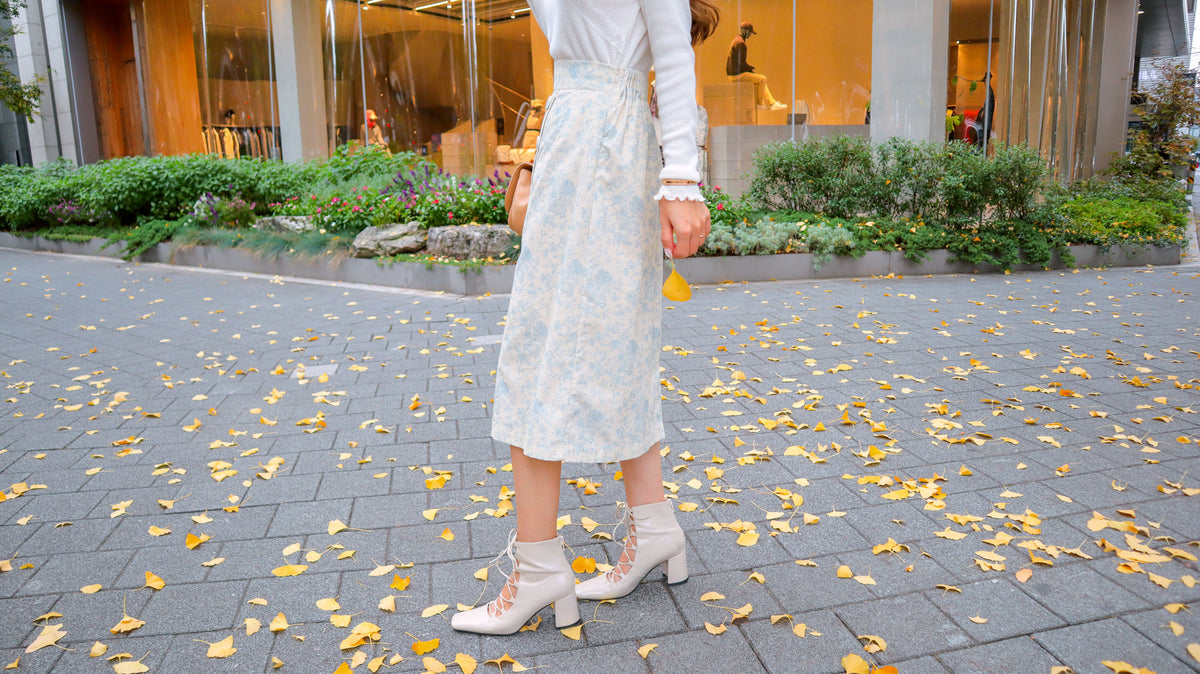 < M A D E > Blue Porcelain Long Skirt