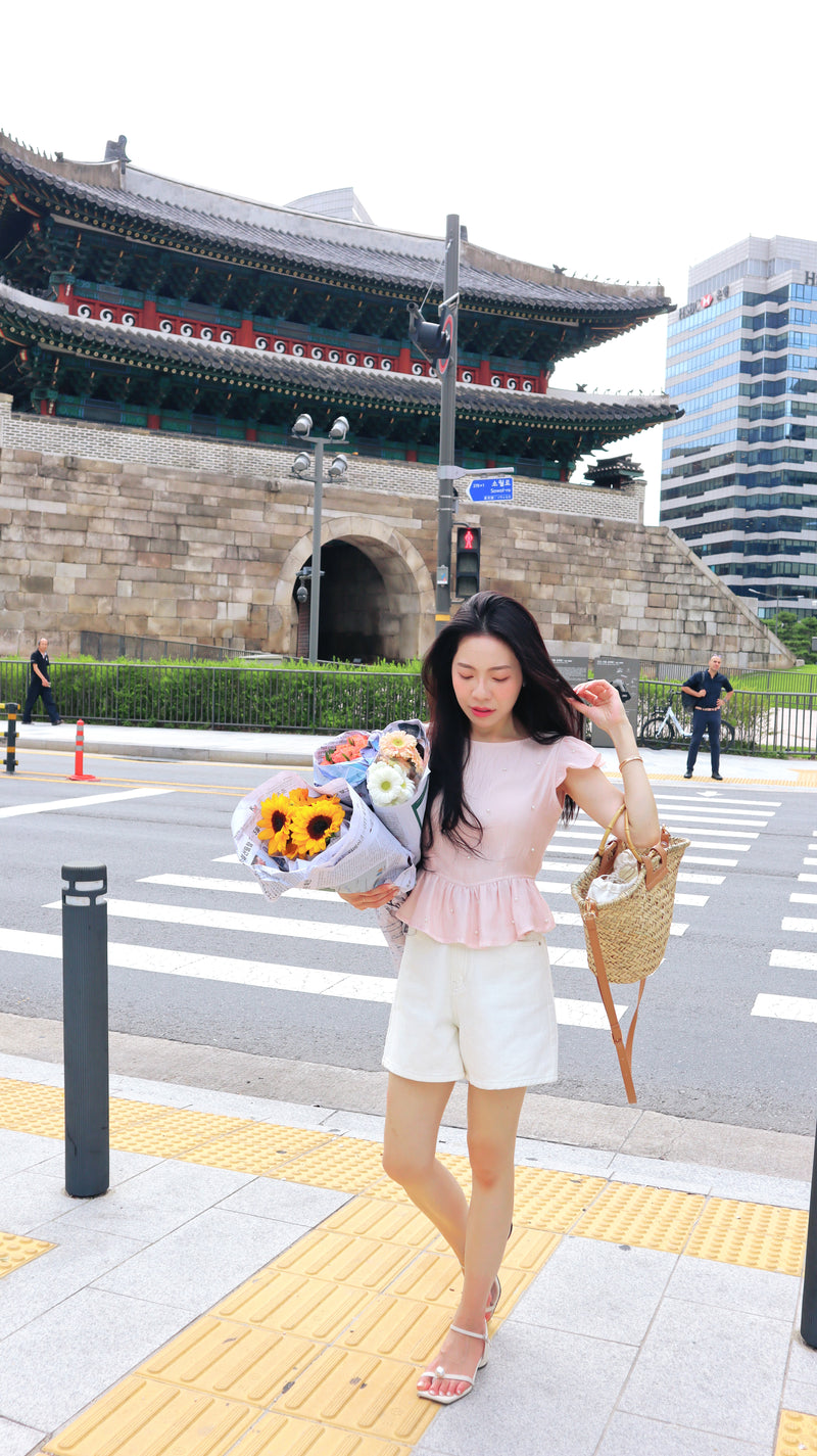 White Yogurt Denim Shorts