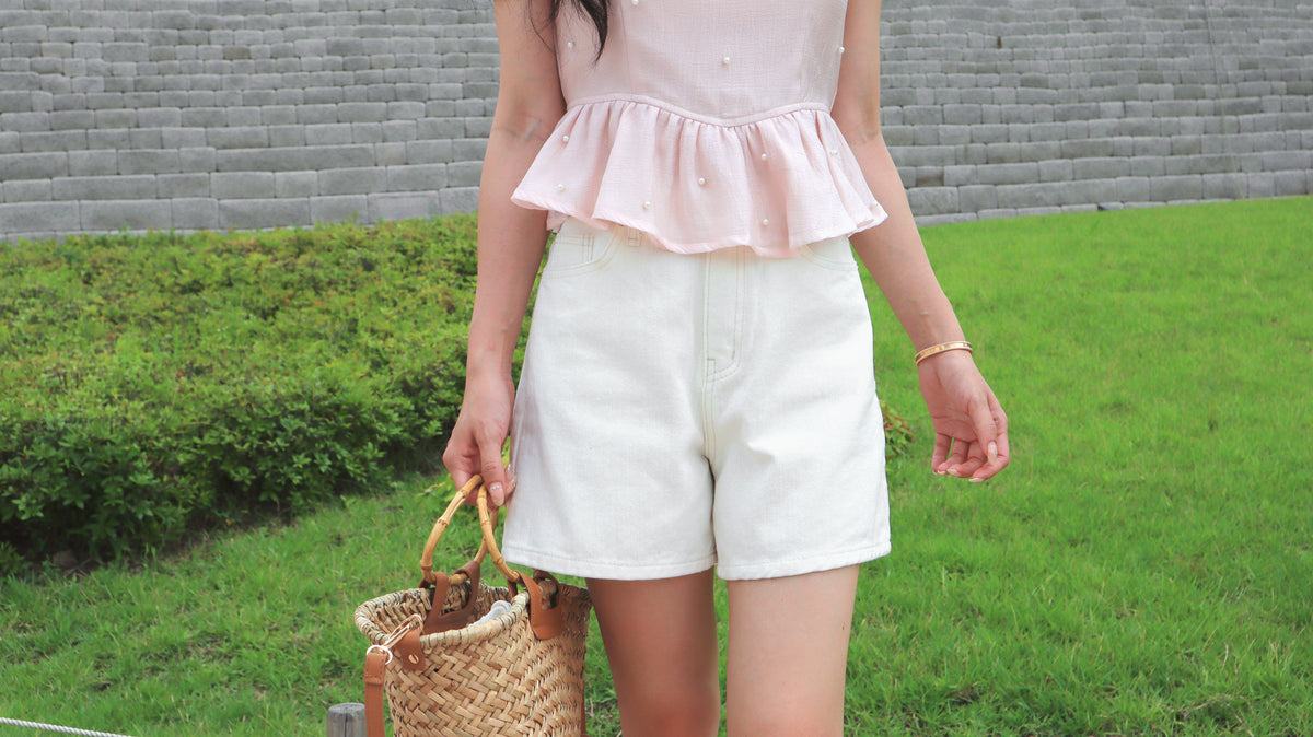 White Yogurt Denim Shorts