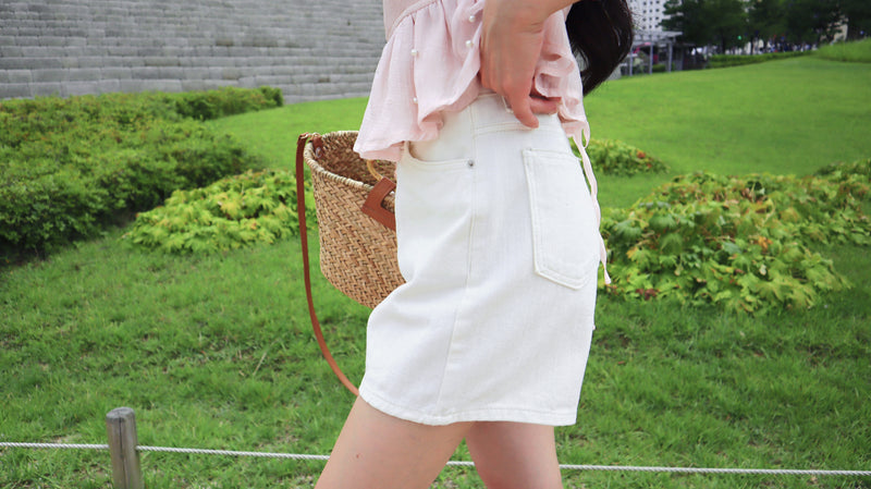 White Yogurt Denim Shorts