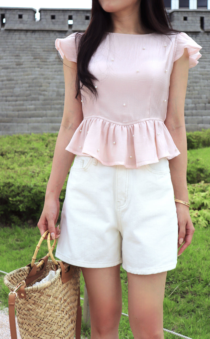 White Yogurt Denim Shorts