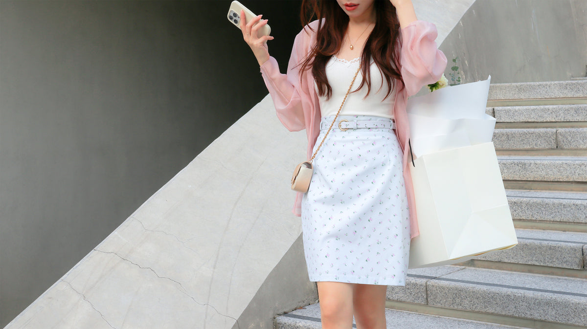 < M A D E > Freesia Roses Pencil Skirt