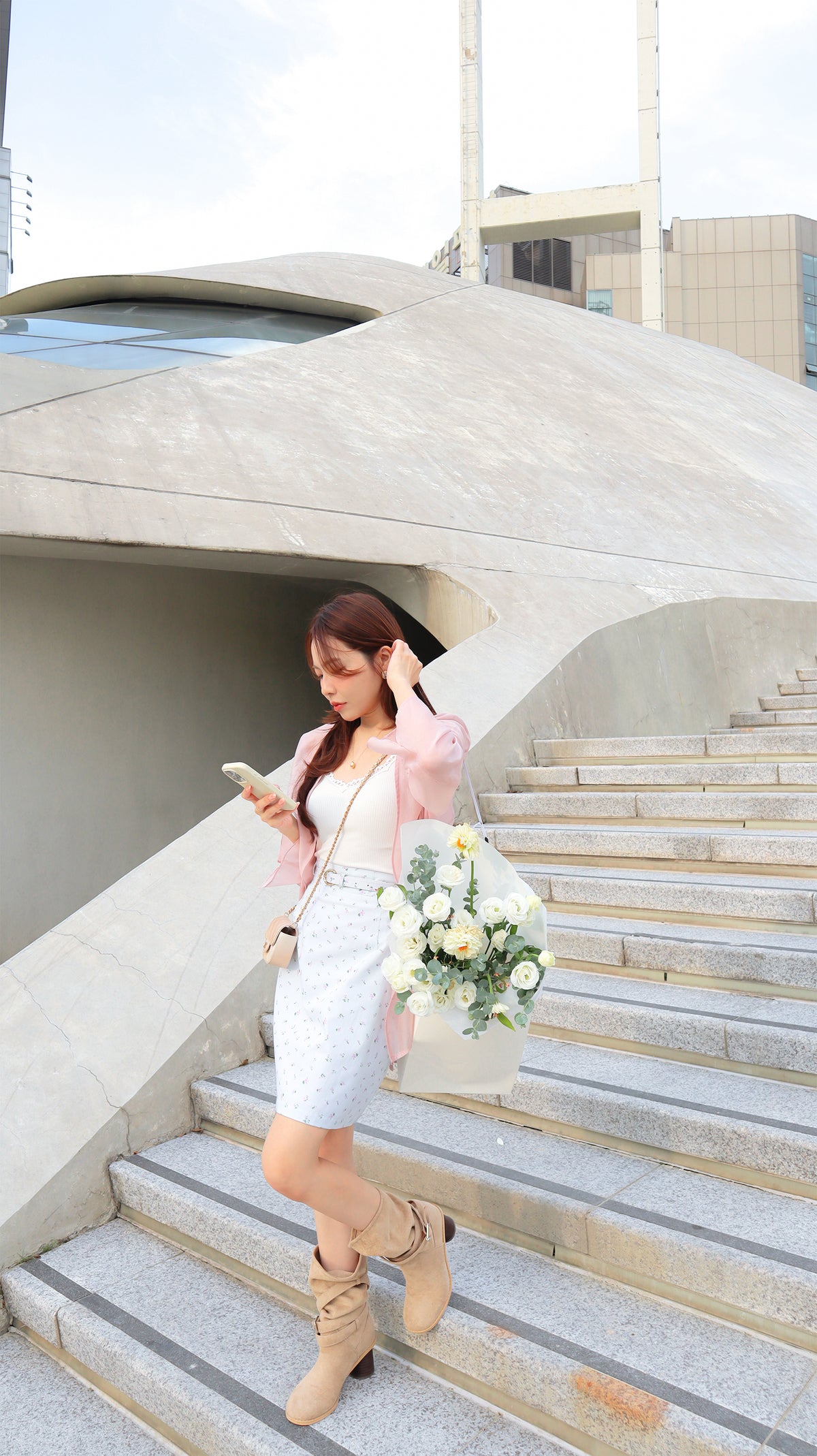 < M A D E > Freesia Roses Pencil Skirt