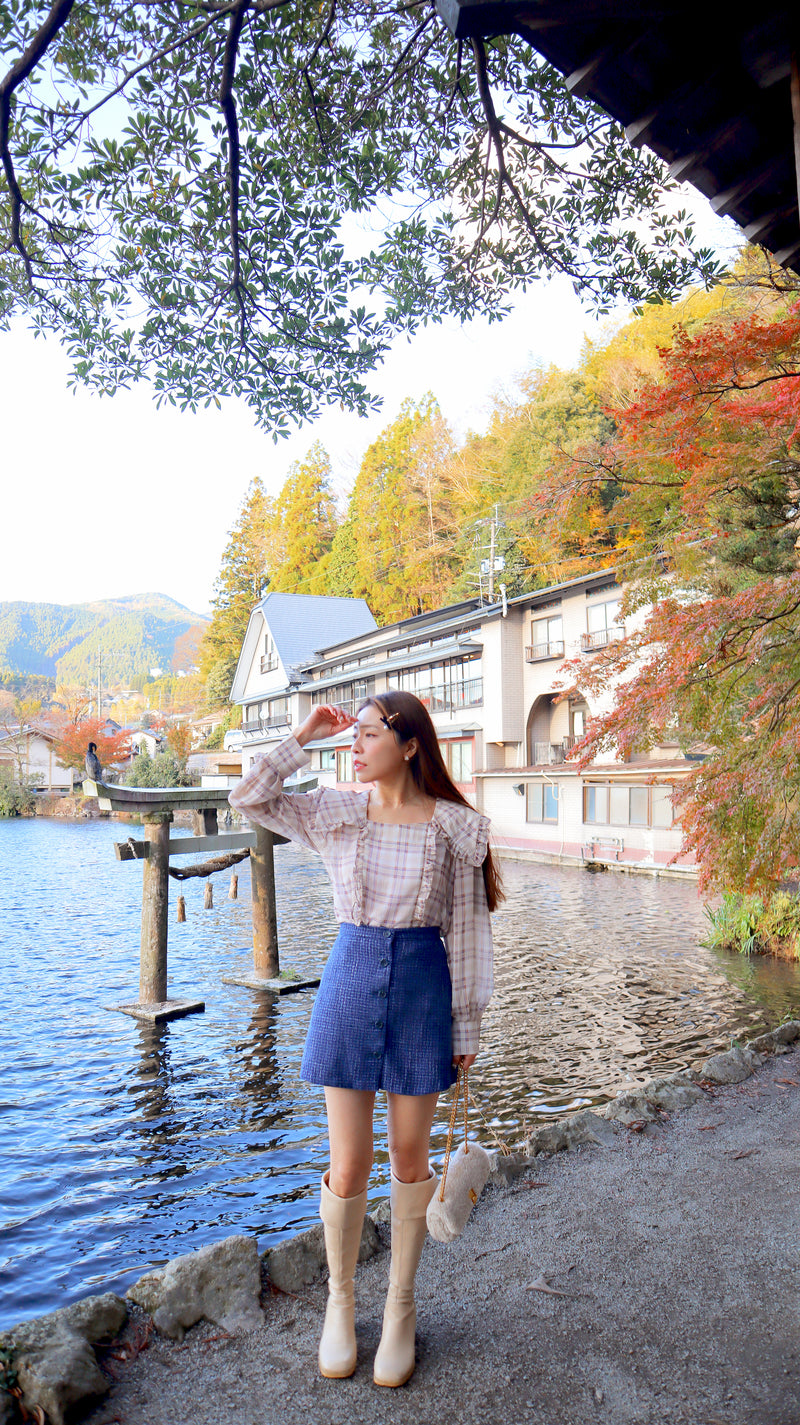 Indigo Button Up Mini Skirt