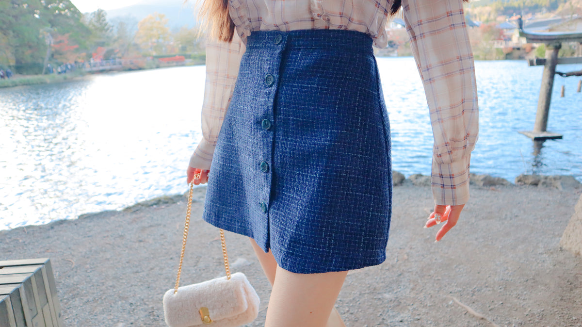 Indigo Button Up Mini Skirt