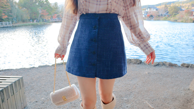 Indigo Button Up Mini Skirt