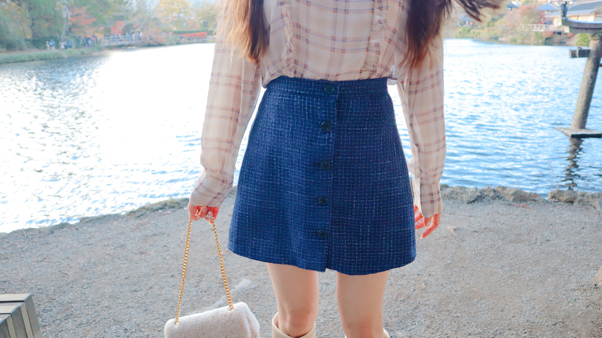 Indigo Button Up Mini Skirt