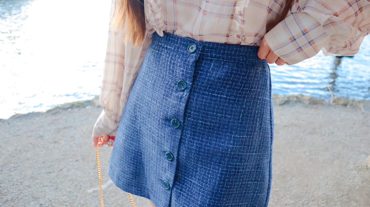 Indigo Button Up Mini Skirt