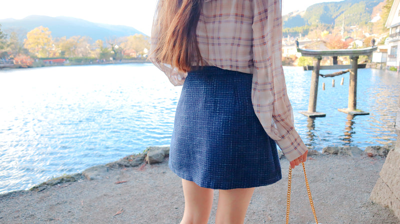 Indigo Button Up Mini Skirt