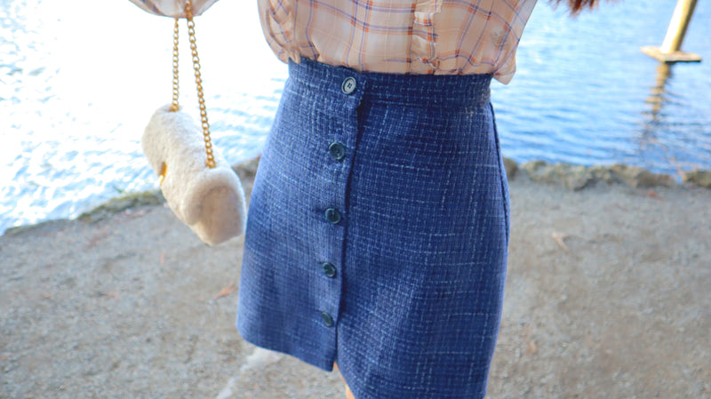 Indigo Button Up Mini Skirt