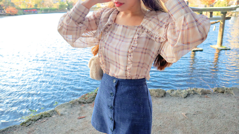 Indigo Button Up Mini Skirt