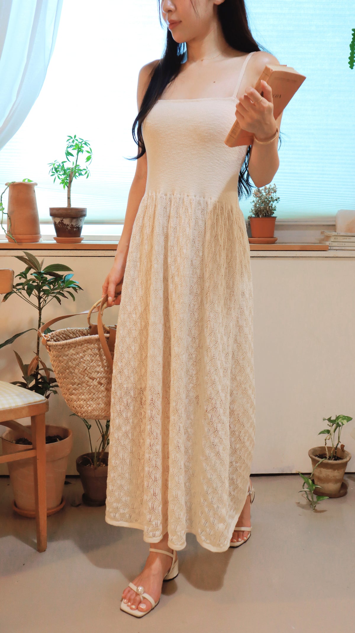 Balmy Toast Crochet Dress