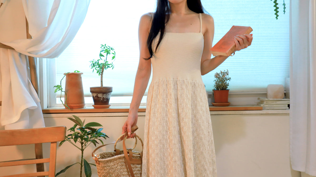 Balmy Toast Crochet Dress