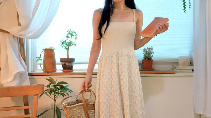 Balmy Toast Crochet Dress