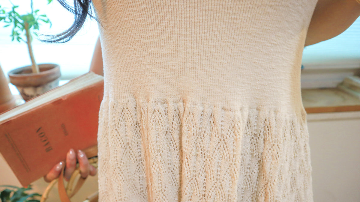 Balmy Toast Crochet Dress