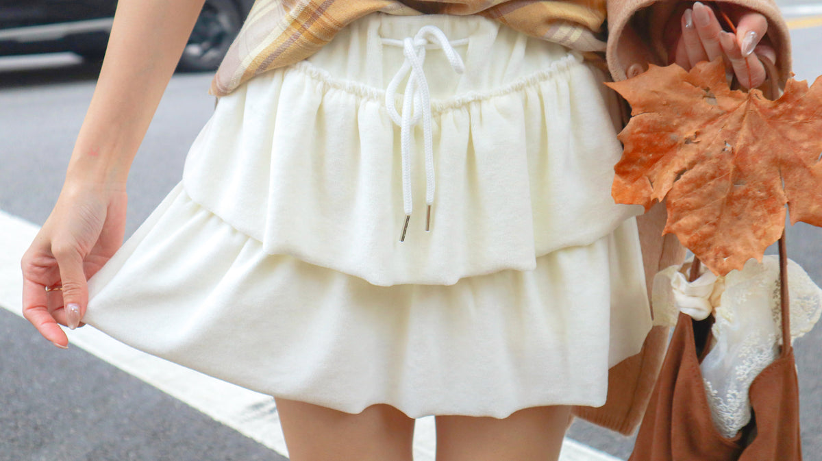 Vanilla Cloud Velvet Mini Skirt