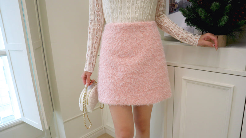 Bubble Gum Fluffy Mini Skirt