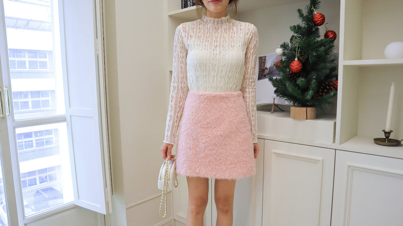 Bubble Gum Fluffy Mini Skirt